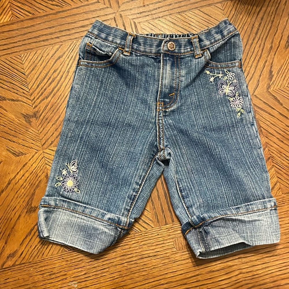 Cherokee embroidered cuffed denim